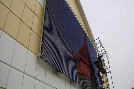 Transparansi Tinggi P15.625 Outdoor Led Curtain Display Untuk Iklan Fasad Media